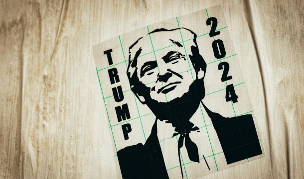 trump 2024 poster on wood