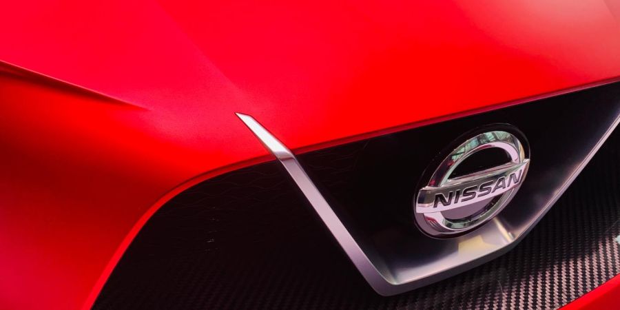 red nissan car, hood