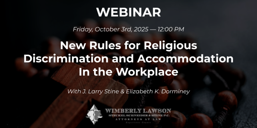promo graphic, New Rules for Religious Discrimination and Accommodation In the Workplace