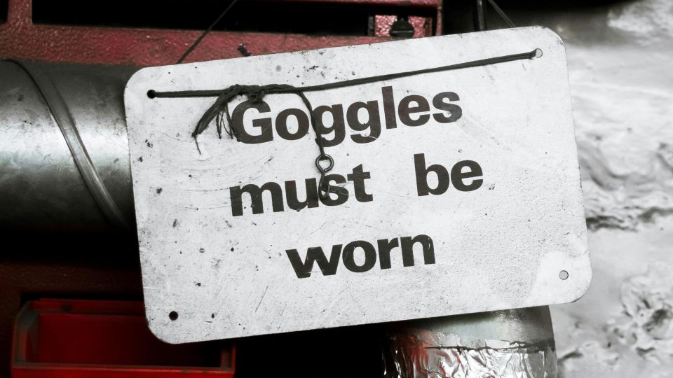 goggles must be worn sign