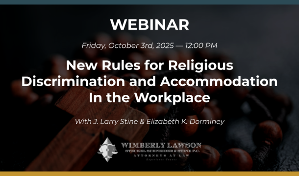promo graphic, New Rules for Religious Discrimination and Accommodation In the Workplace