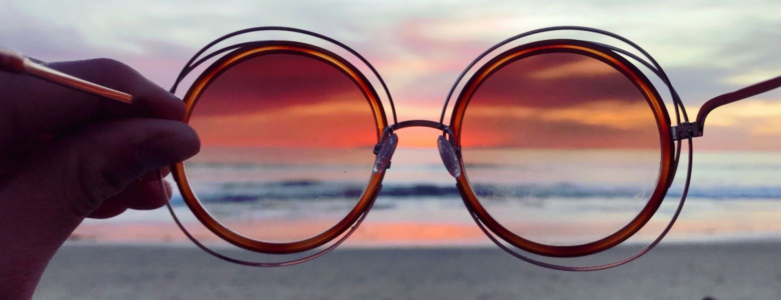 glasses, beach, horizon