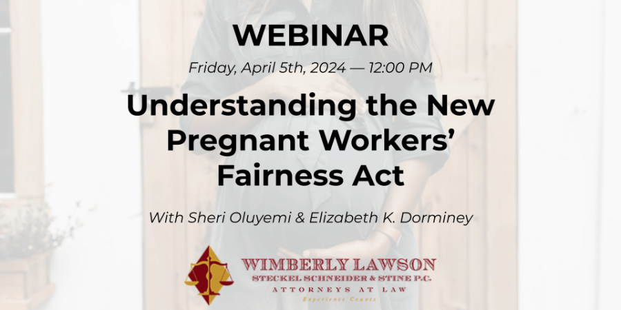 webinar promo graphic, Understanding the New Pregnant Workers’ Fairness Act
