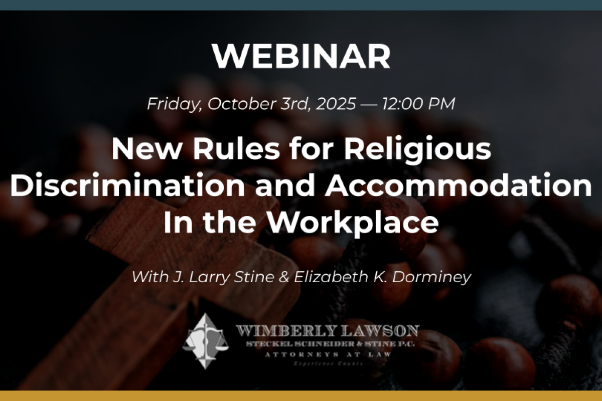promo graphic, New Rules for Religious Discrimination and Accommodation In the Workplace