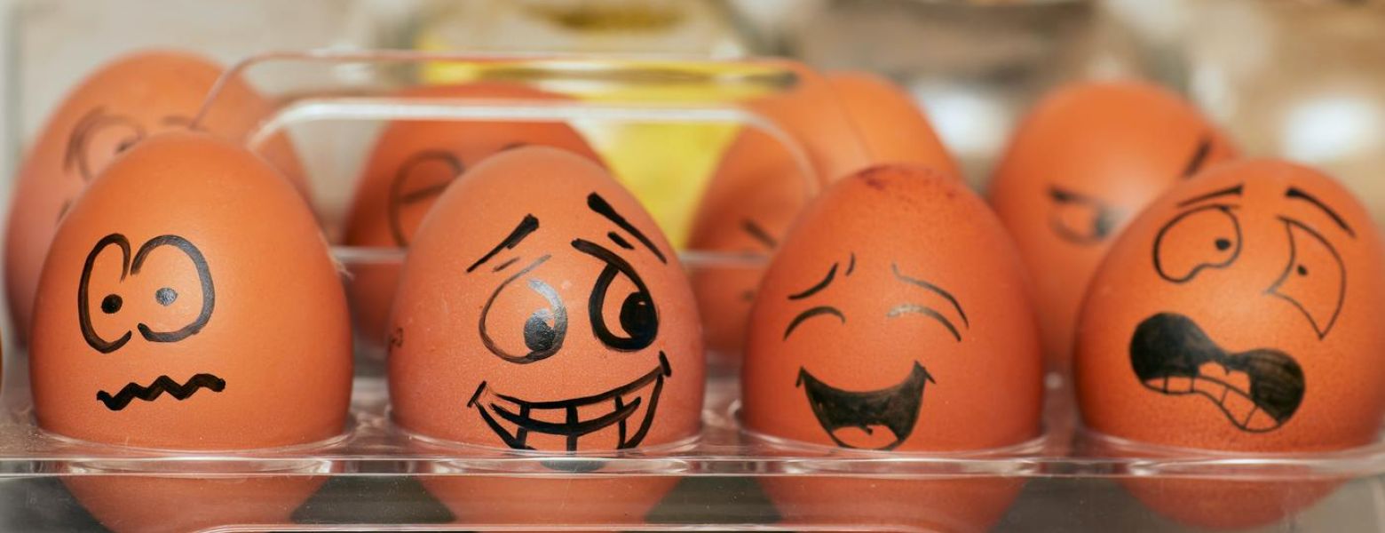 emotional face eggs, indoors