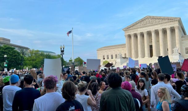 Women's rights protest outside of the US Supreme Court in the wake of the Roe vs. Wade majority opinion being leaked.