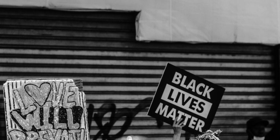Black Lives Matter sign, outdoors