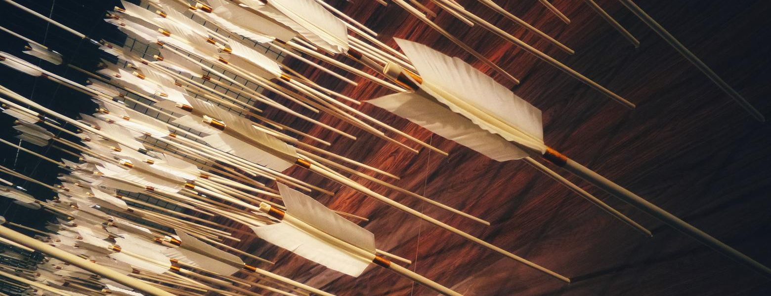slew of arrows on a wall