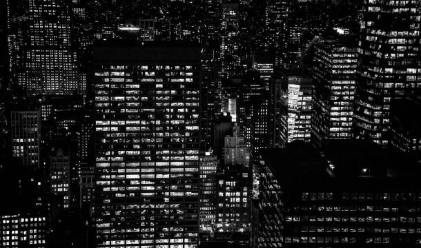 a city at night working