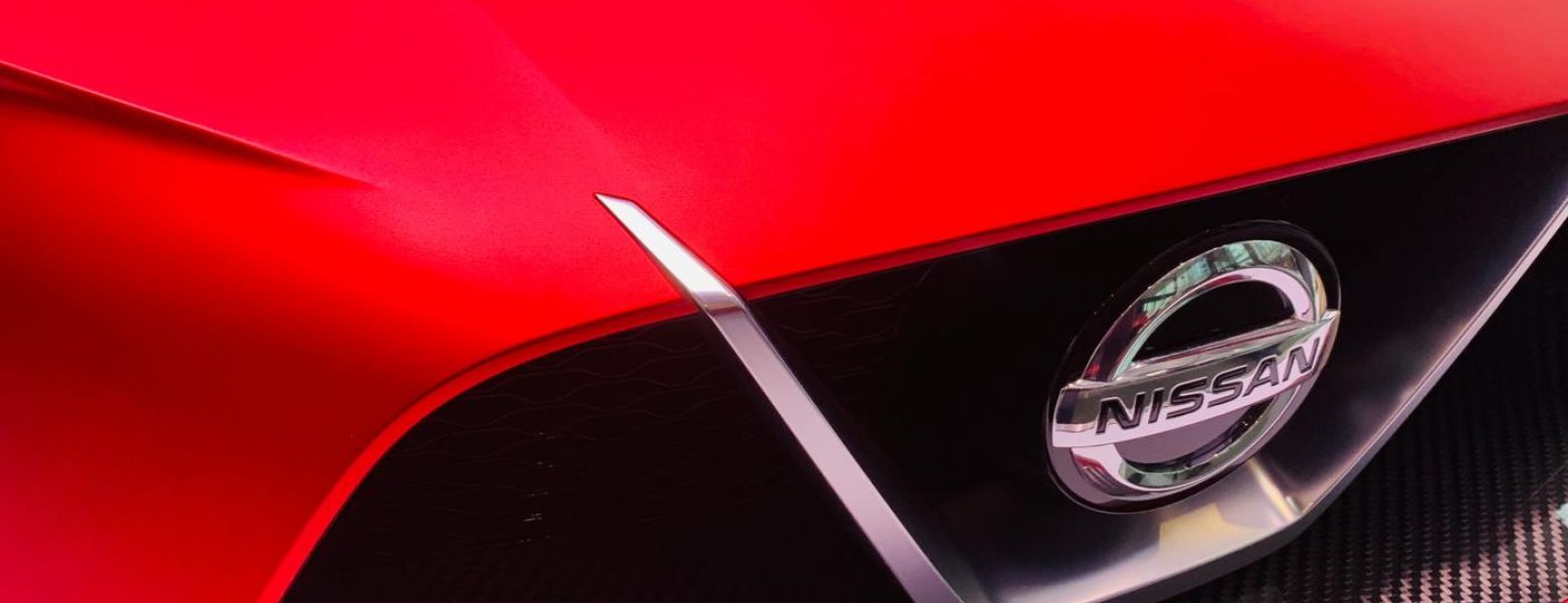 red nissan car, hood