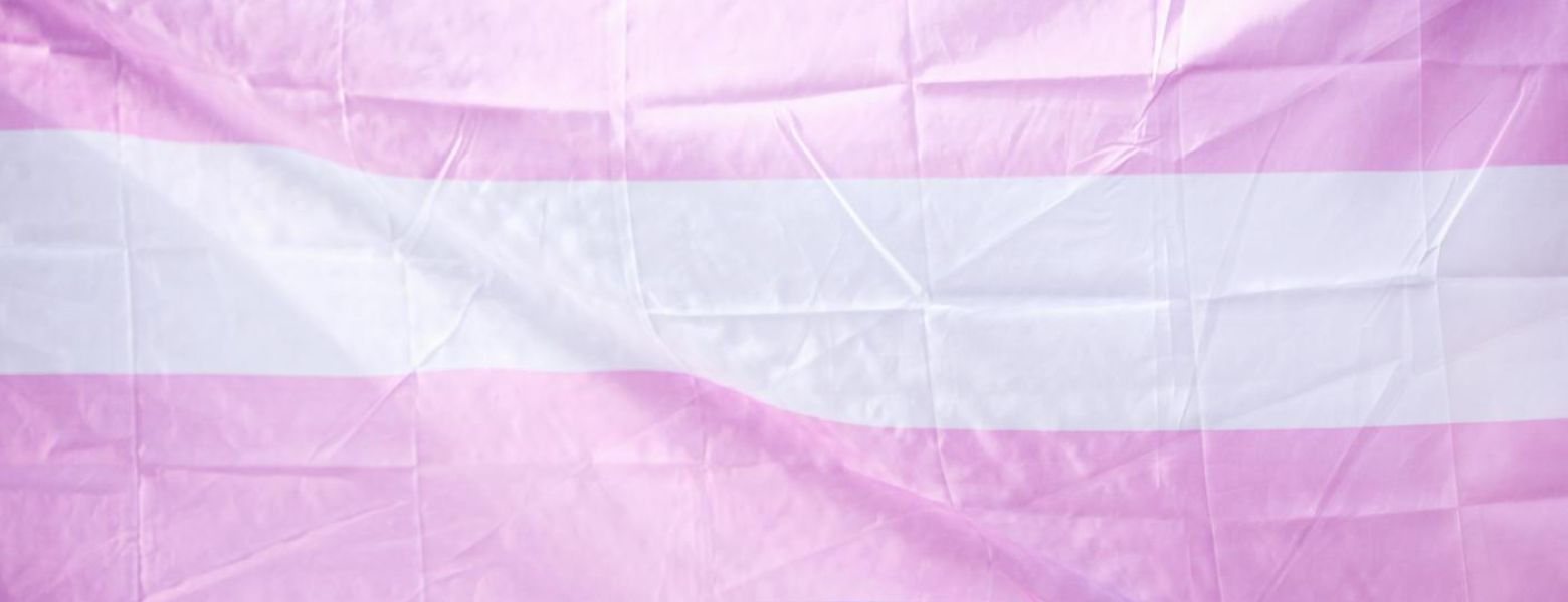 pink, blue, and white flag
