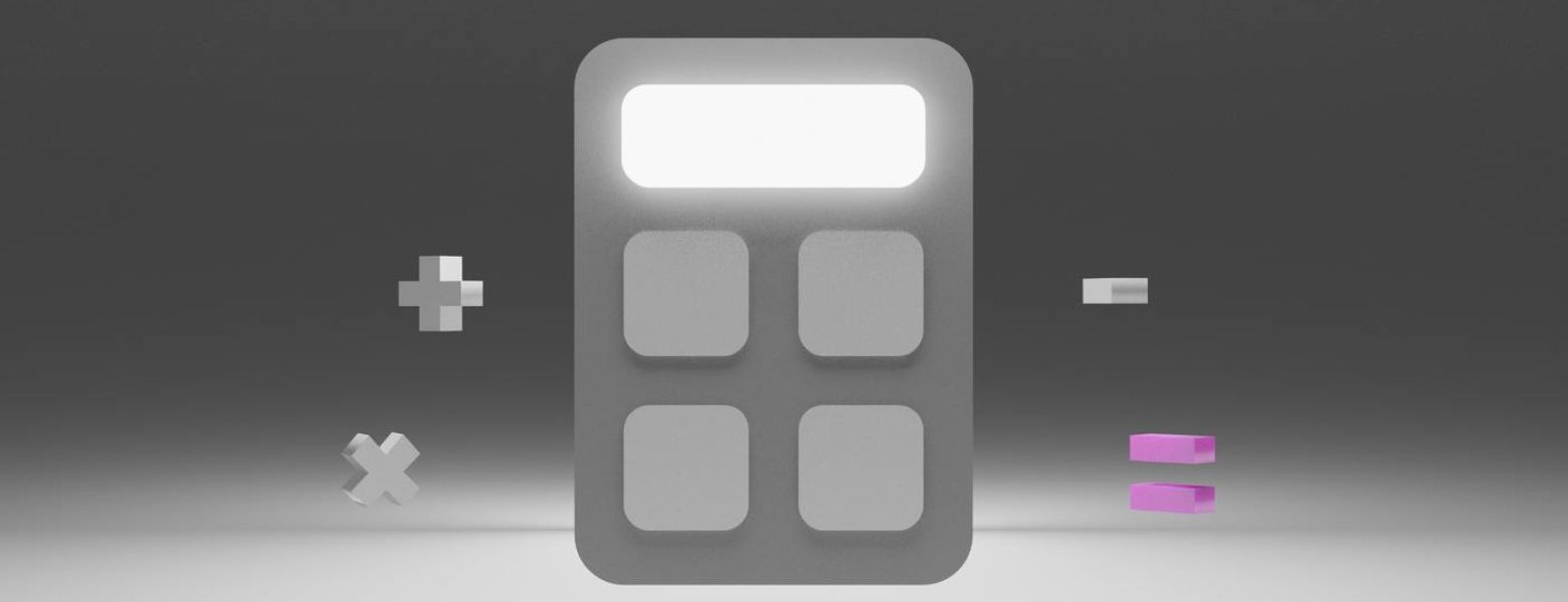 calculator and symbols floating, graphic