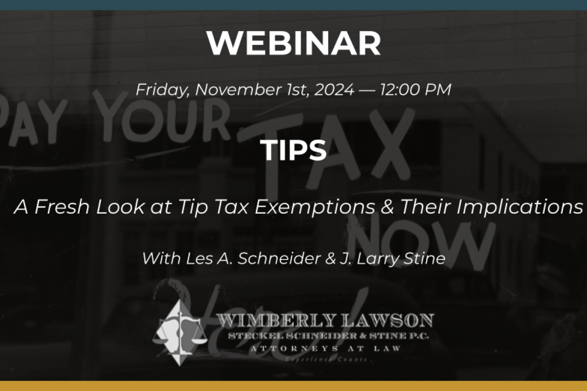 Promo graphic for webinar, TIPS: A Fresh Look at Tip Tax Exemptions & Their Implications