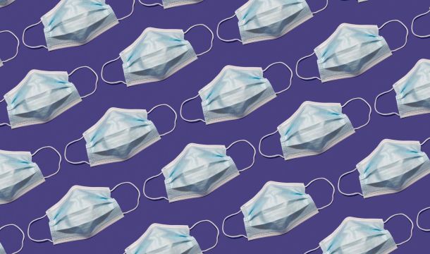 Mask pattern on blue background