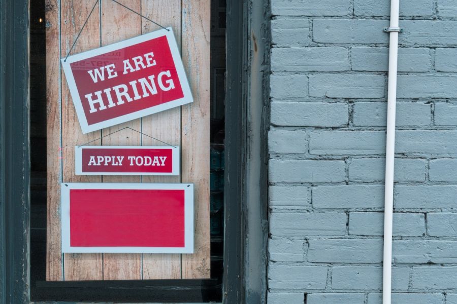 we are now hiring sign, store front