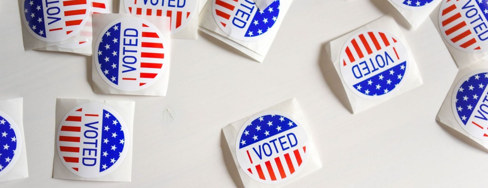 voting stickers scattered on the table