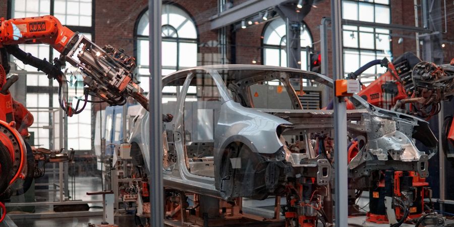 car manufacturing plant, indoors