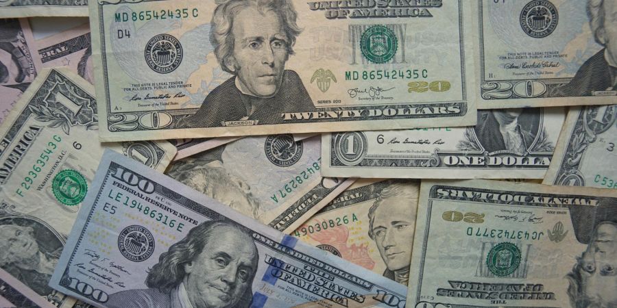 american bills stacked, top, indoors