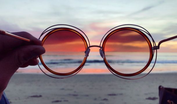 glasses, beach, horizon
