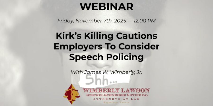 webinar promo, Kirk’s Killing Cautions Employers To Consider Speech Policing
