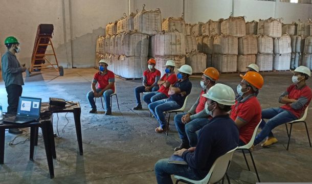 safety meeting inside warehouse