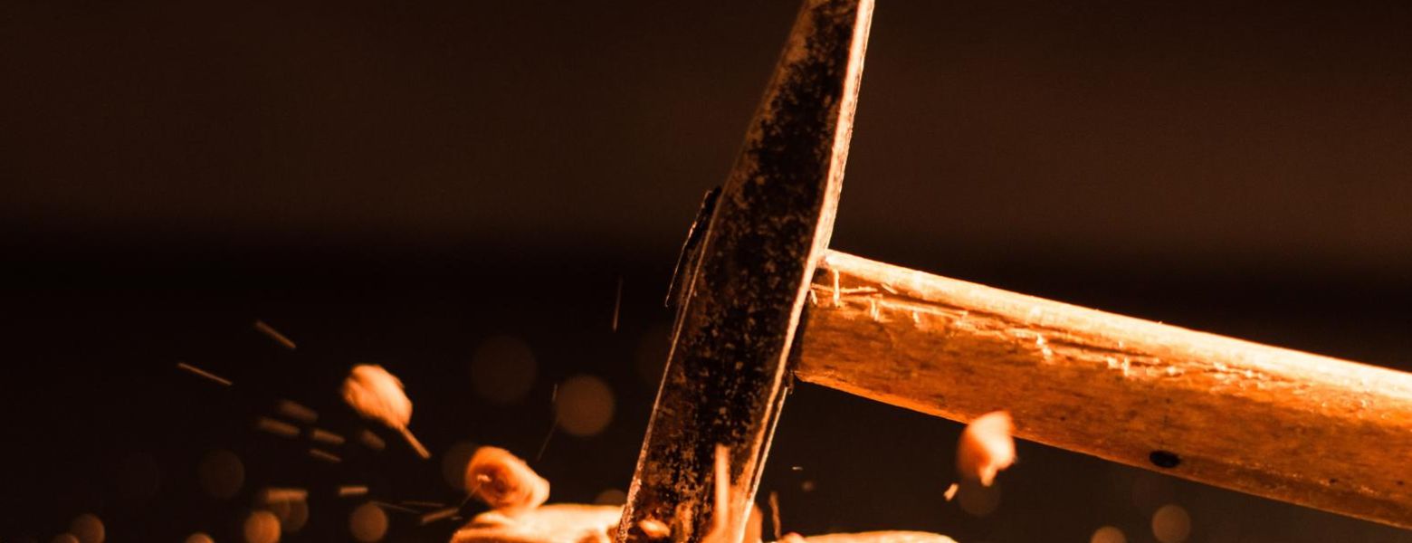 hammer smashing food, indoors