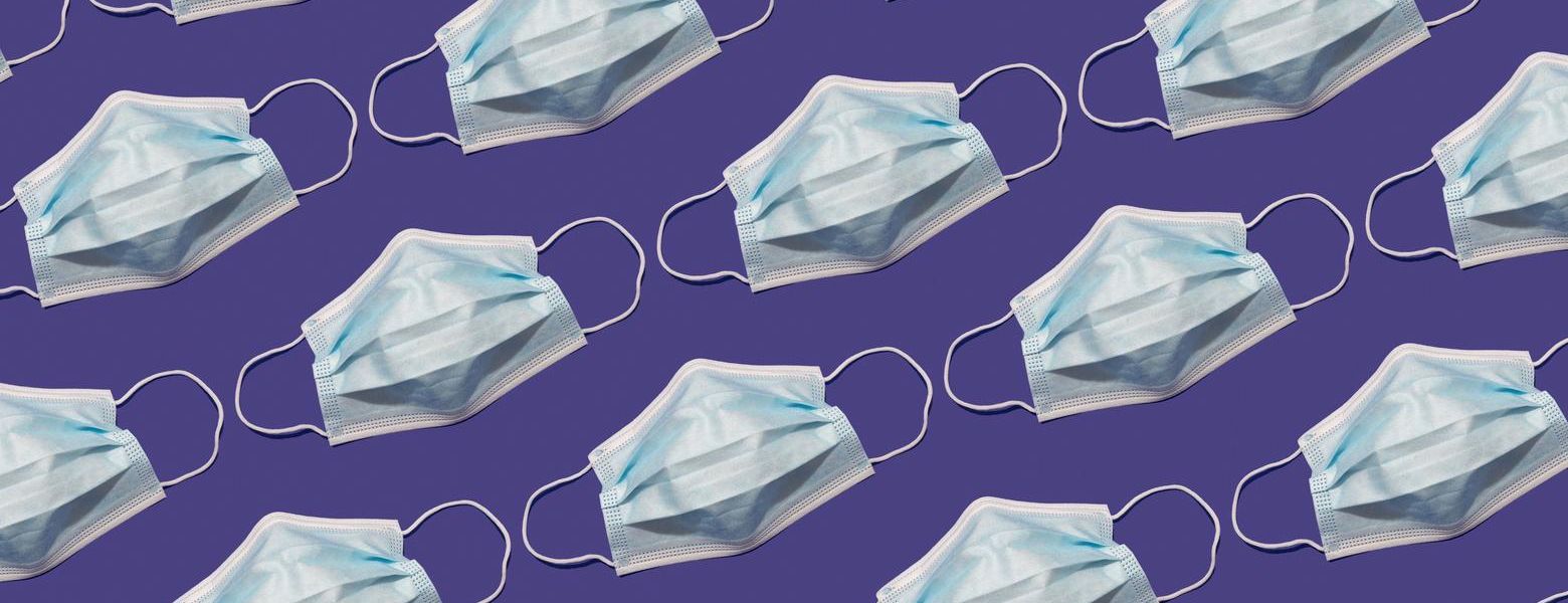 Mask pattern on blue background