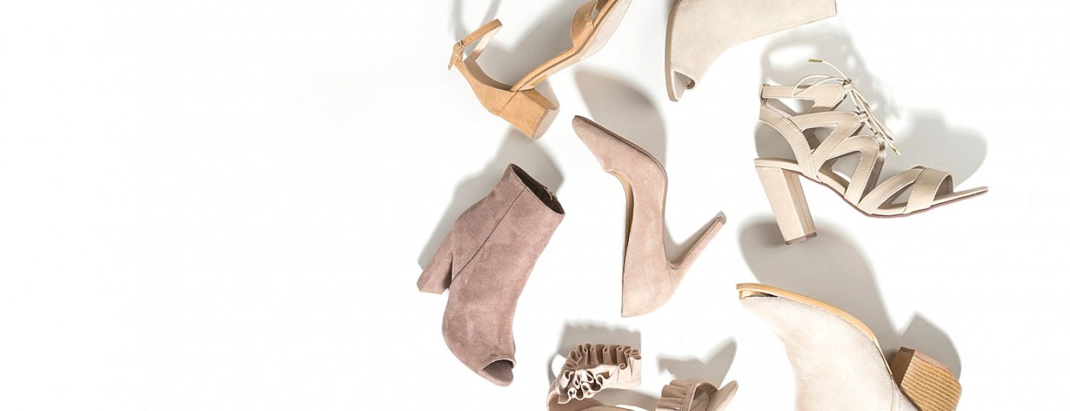 Collection of shoes over a white background