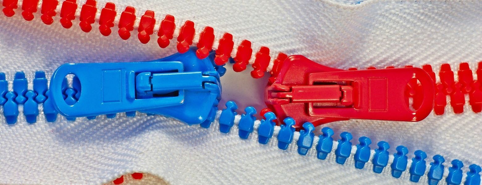 blue and red zippers