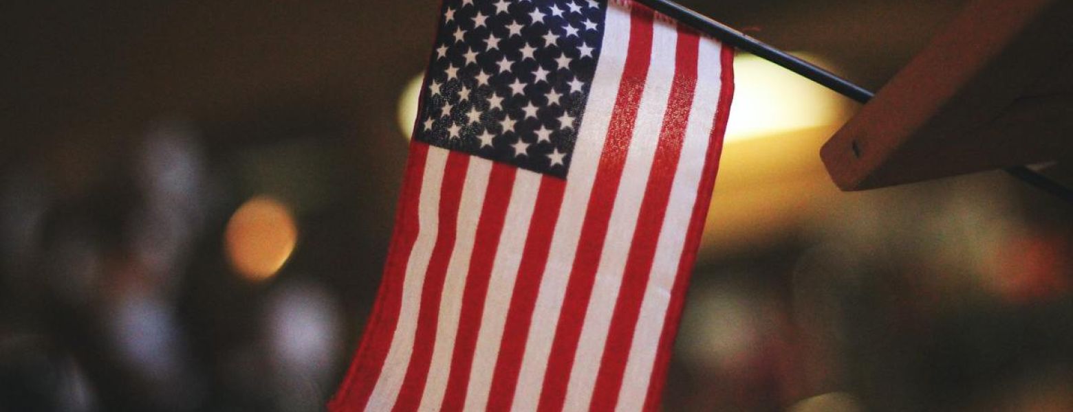 american flag indoors