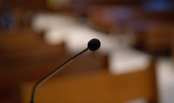 podium with a microphone