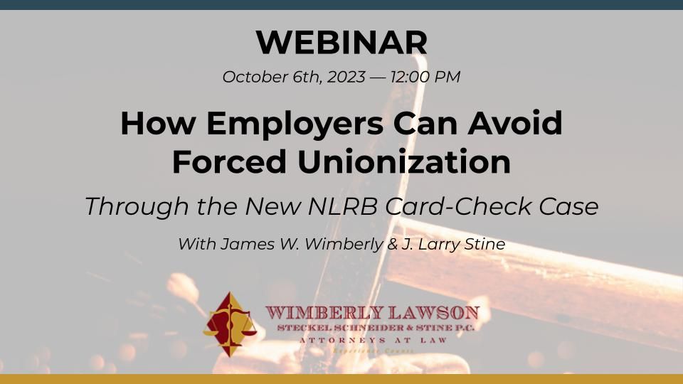 webinar promo graphic: avoid forced unionization card