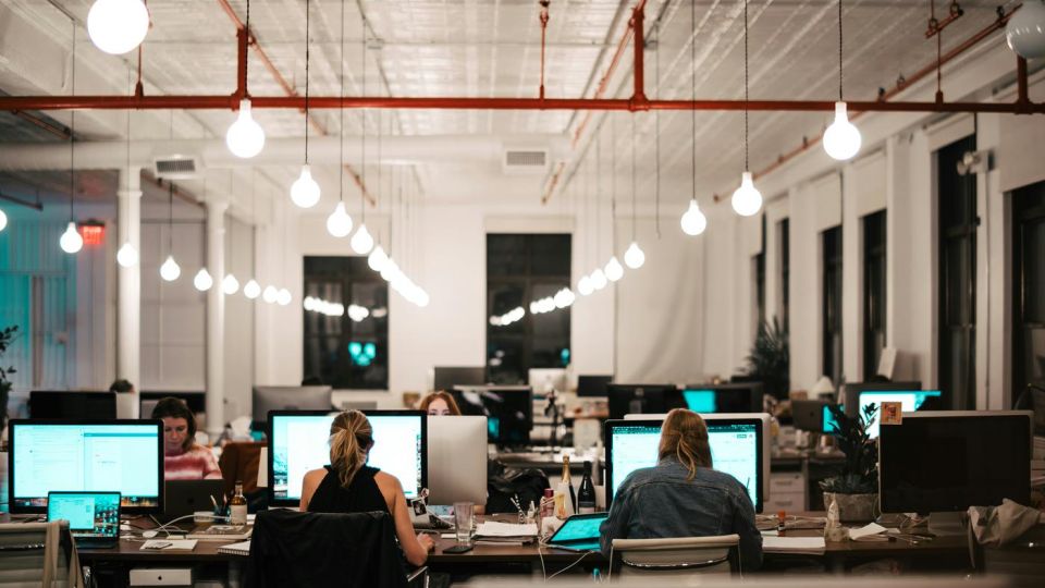 a company office, indoors