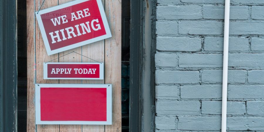 we are now hiring sign, store front
