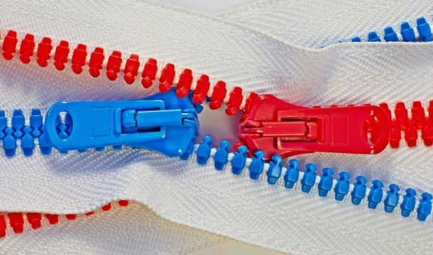 blue and red zippers