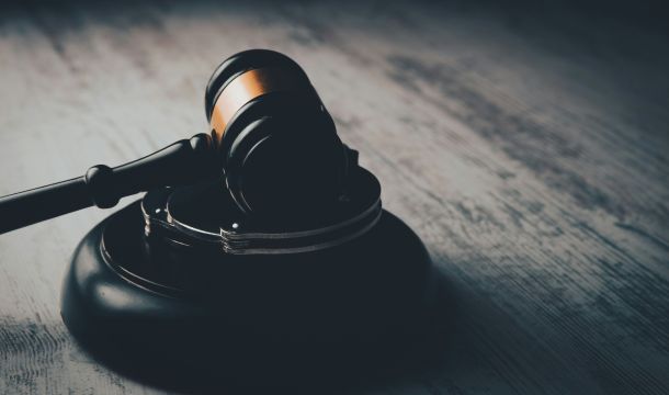 gavel, court room table