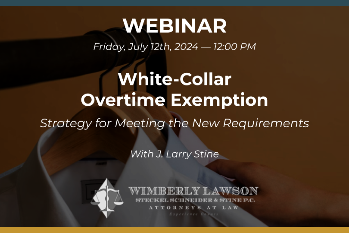 Webinar promo graphic: Strategy for Meeting the New White-Collar Overtime Exemption Requirements