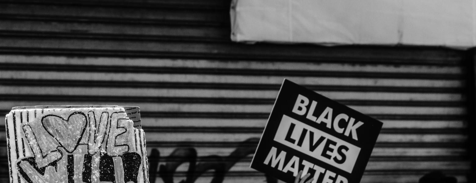 Black Lives Matter sign, outdoors