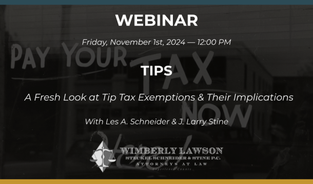 Promo graphic for webinar, TIPS: A Fresh Look at Tip Tax Exemptions & Their Implications