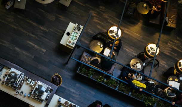 restaurant, top view of table layout