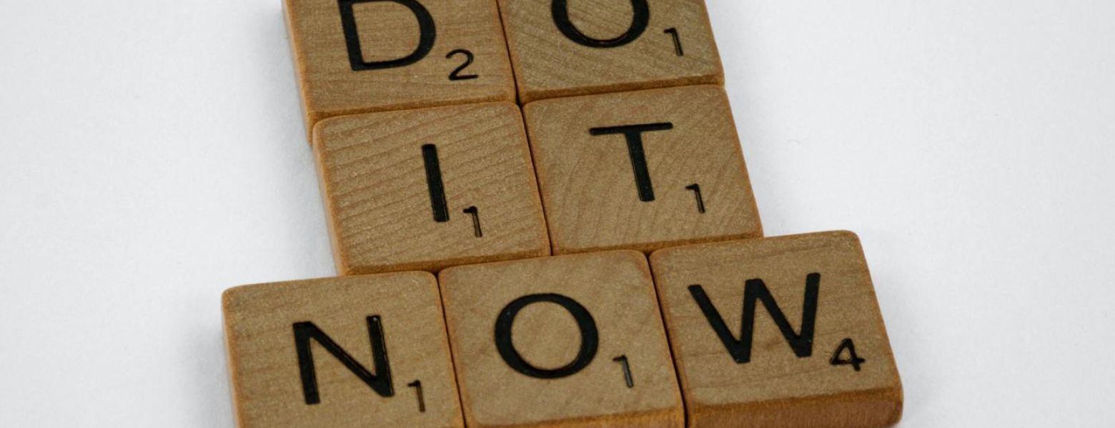 do it now letter blocks, white background