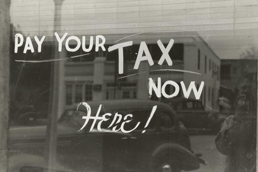 pay your tax now here vintage photo