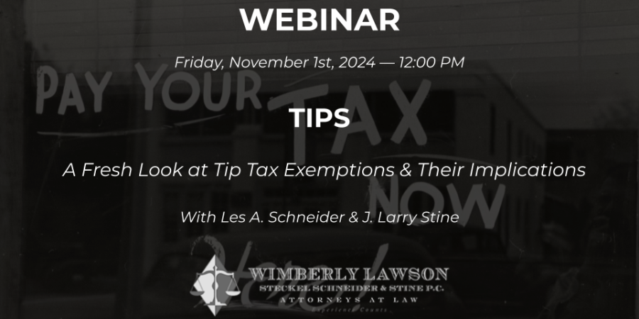 Promo graphic for webinar, TIPS: A Fresh Look at Tip Tax Exemptions & Their Implications