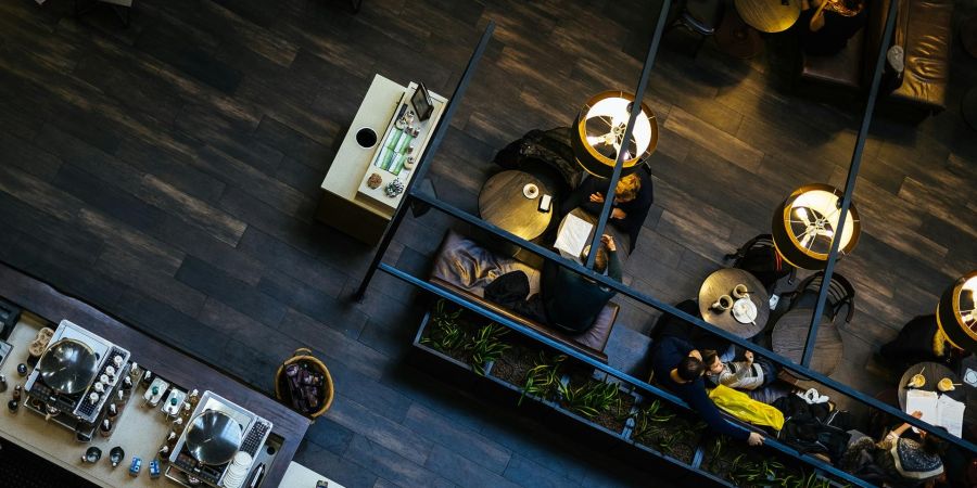 restaurant, top view of table layout