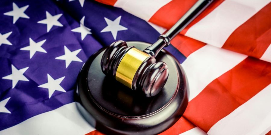 gavel over an american flag