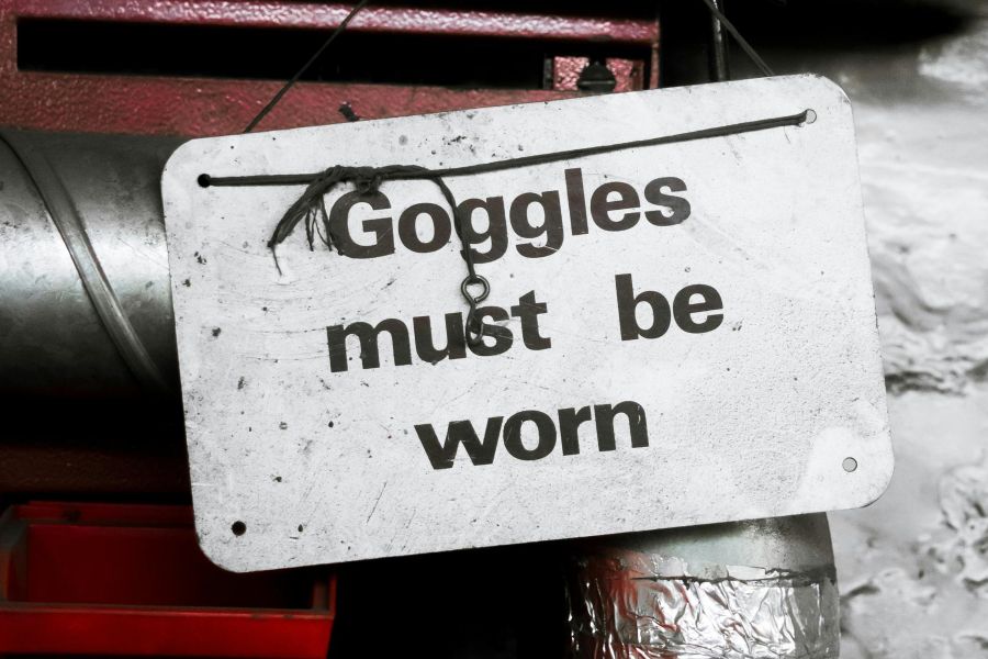 goggles must be worn sign