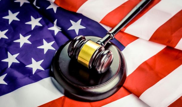 gavel over an american flag