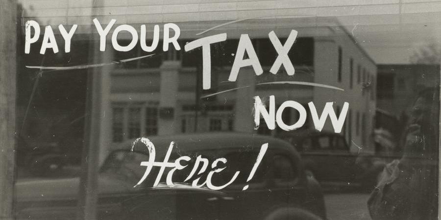 pay your tax now here vintage photo