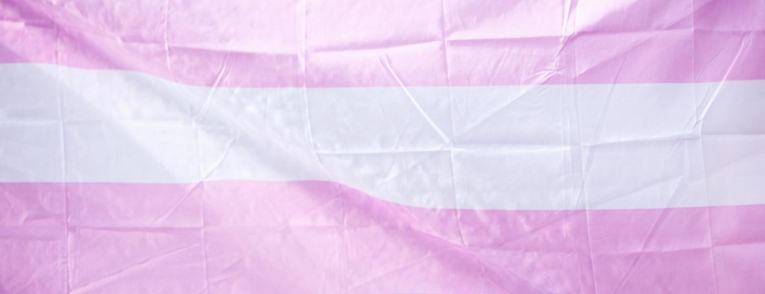pink, blue, and white flag