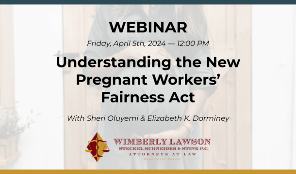 webinar promo graphic, Understanding the New Pregnant Workers’ Fairness Act